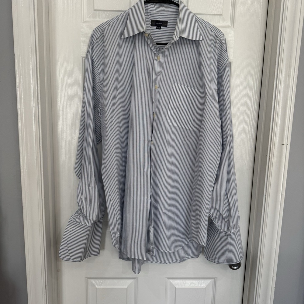 Hart Schaffner Marx Men's Dress Shirt Size 16.5 35 100% Pima Cotton Non-Iron